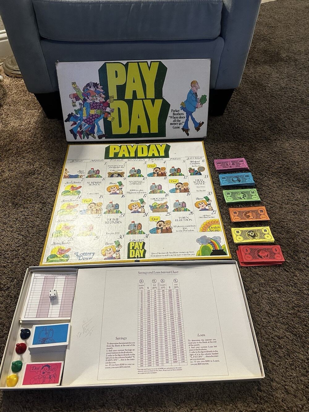 Vintage 1975 Payday Board Game by Parkers Brothers Complete Read